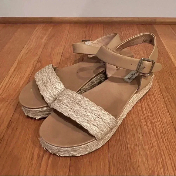 Steve Madden Accord Espadrille Platform Sandals Strap Tan Women’s Size 9 - Picture 2 of 8